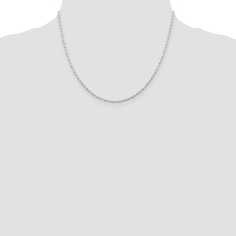 18 Inch Sterling Silver 2mm Elongated Open Link Chain Necklace