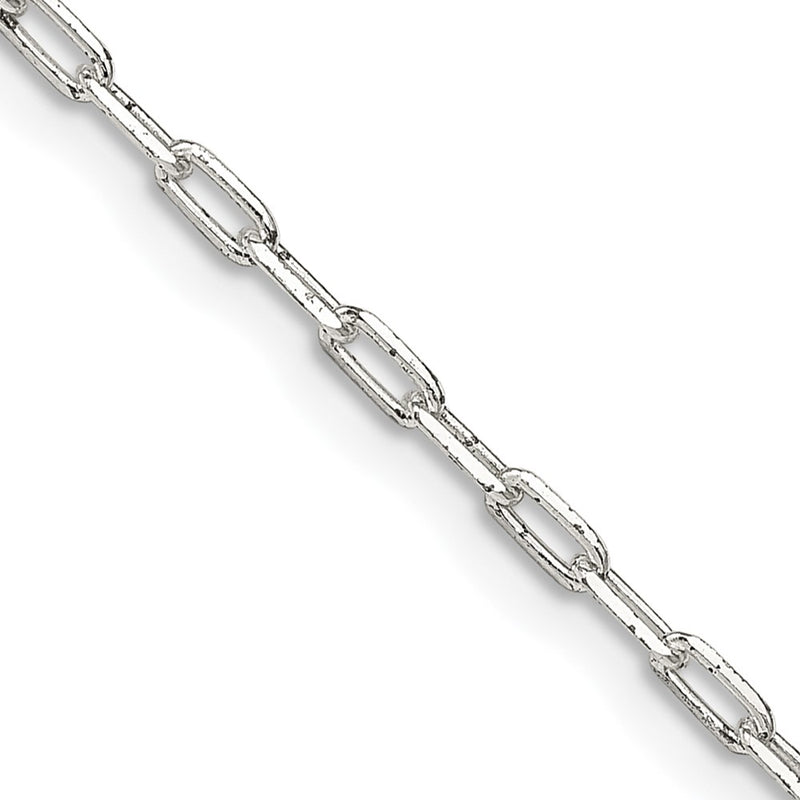 30 Inch Sterling Silver 2mm Elongated Open Link Chain Necklace