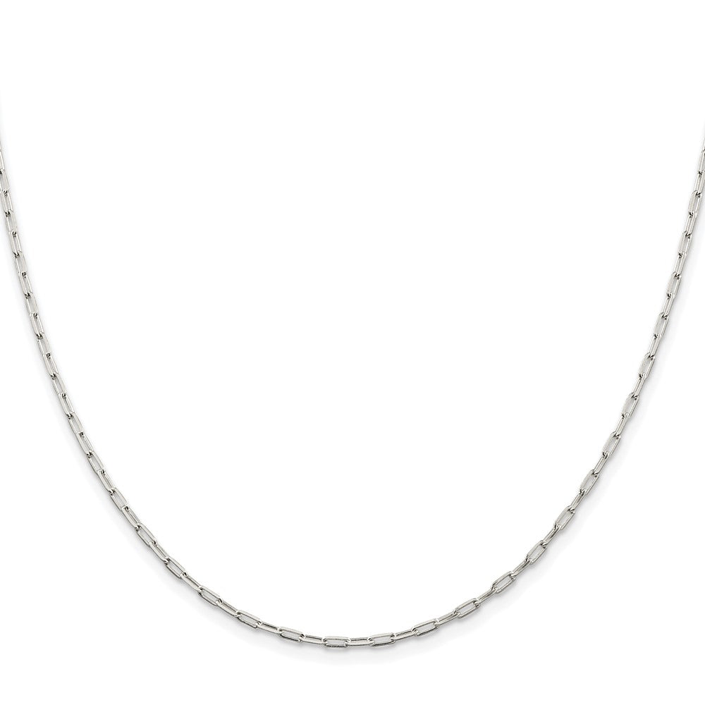 Sterling Silver Rhodium-Plated 2mm Elongated Open Link Chain