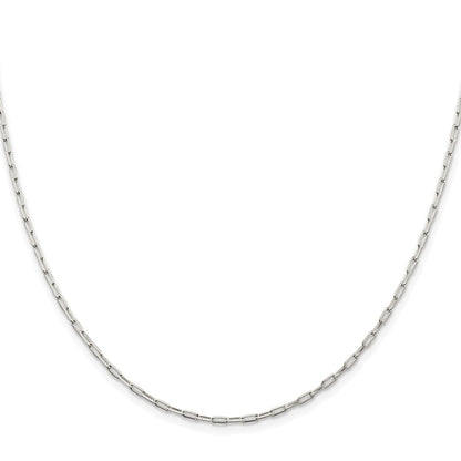 Sterling Silver Rhodium-Plated 2mm Elongated Open Link Chain