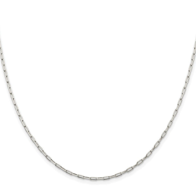 Sterling Silver Rhodium-Plated 2mm Elongated Open Link Chain