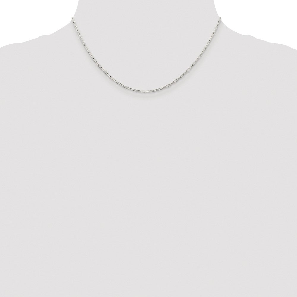 Sterling Silver Rhodium-Plated 2mm Elongated Open Link Chain