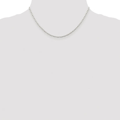 Sterling Silver Rhodium-Plated 2mm Elongated Open Link Chain
