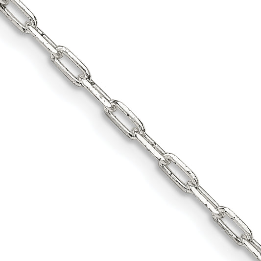 24 Inch Sterling Silver 2mm Elongated Open Link Chain