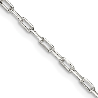 18 Inch Sterling Silver 2mm Elongated Open Link Chain Necklace