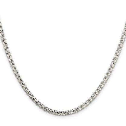 26 Inch Sterling Silver 3.6mm Round Box Chain Necklace