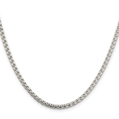 20 Inch Sterling Silver 3.6mm Round Box Chain Necklace