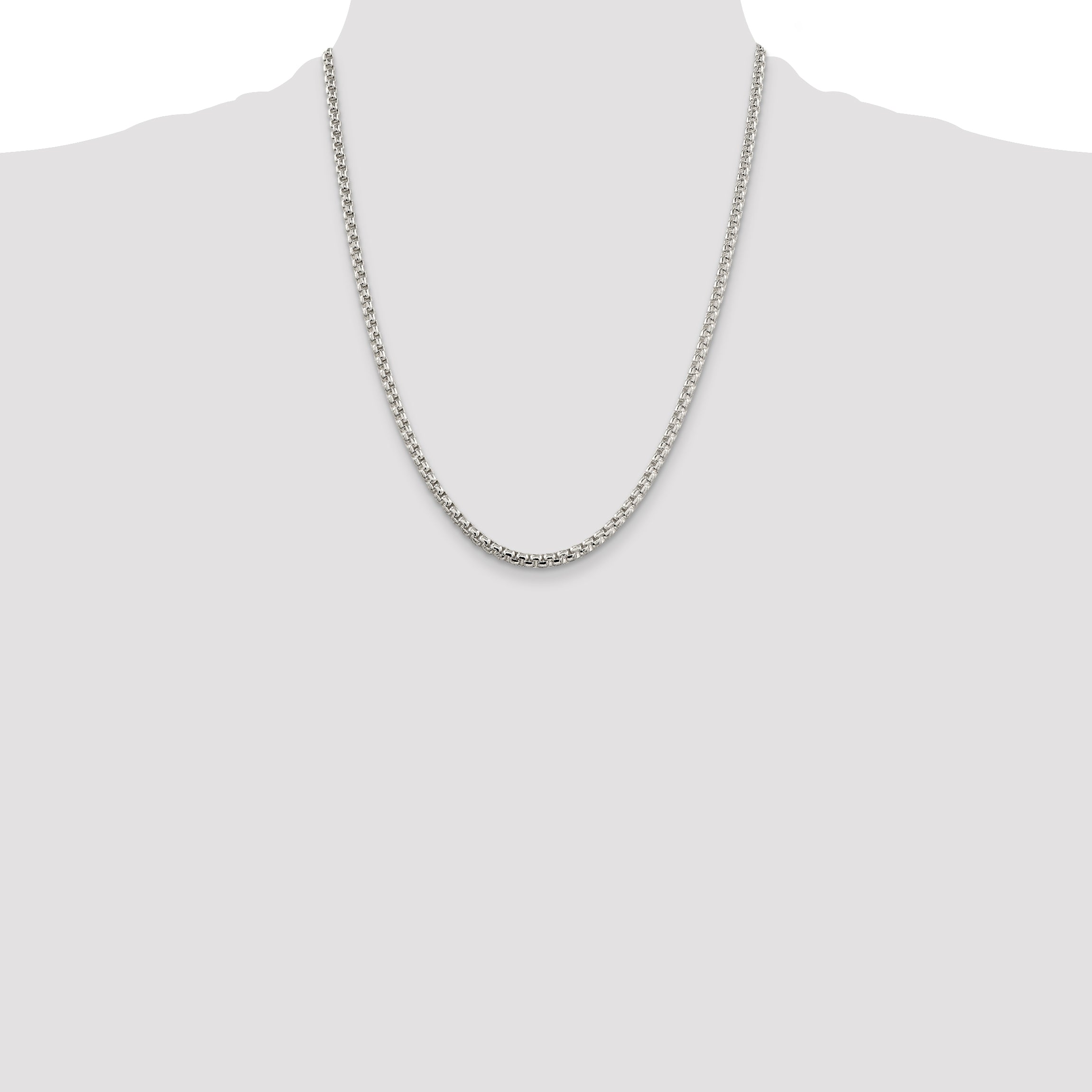 22 Inch Sterling Silver 3.6mm Round Box Chain