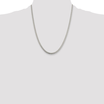 22 Inch Sterling Silver 3.6mm Round Box Chain