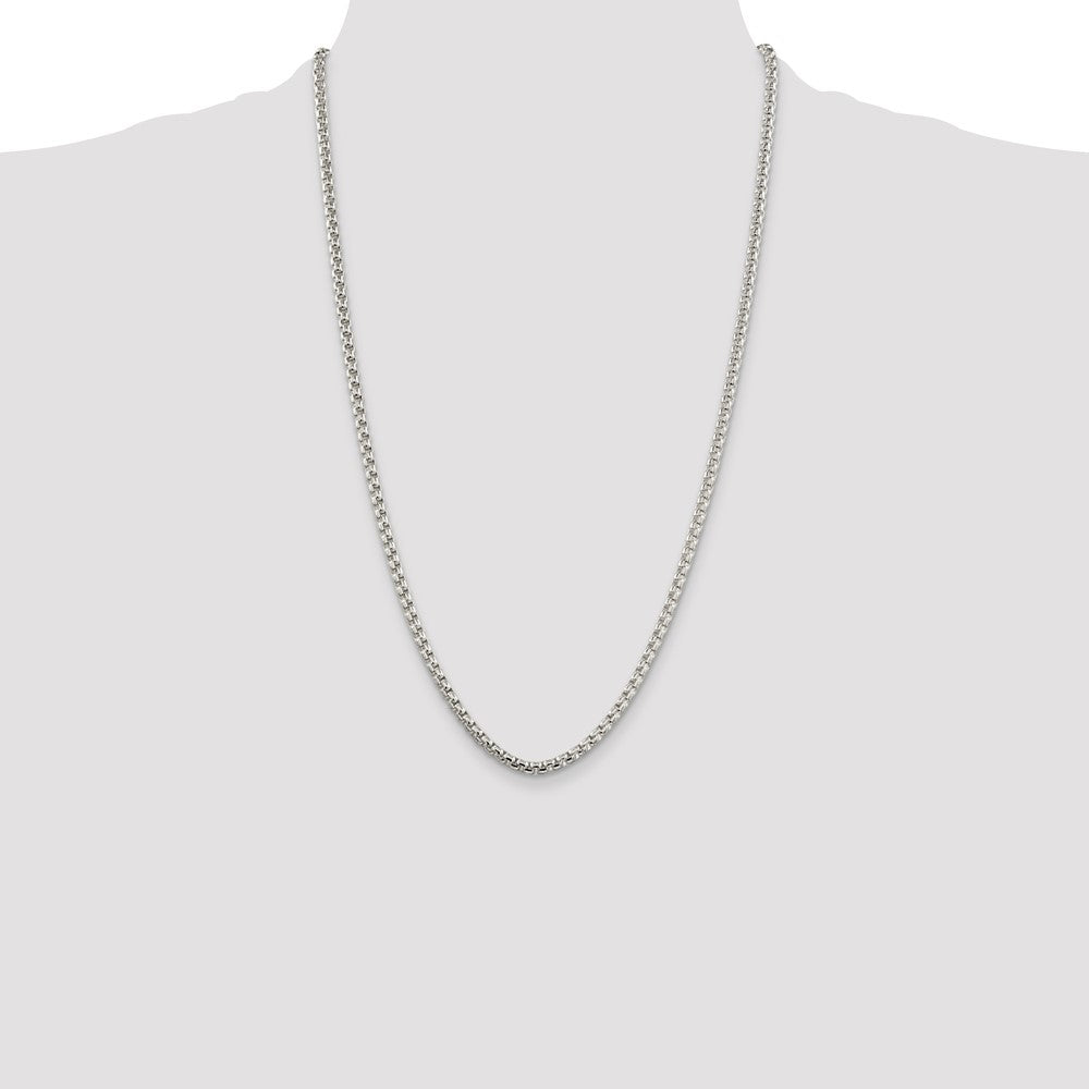 26 Inch Sterling Silver 3.6mm Round Box Chain Necklace
