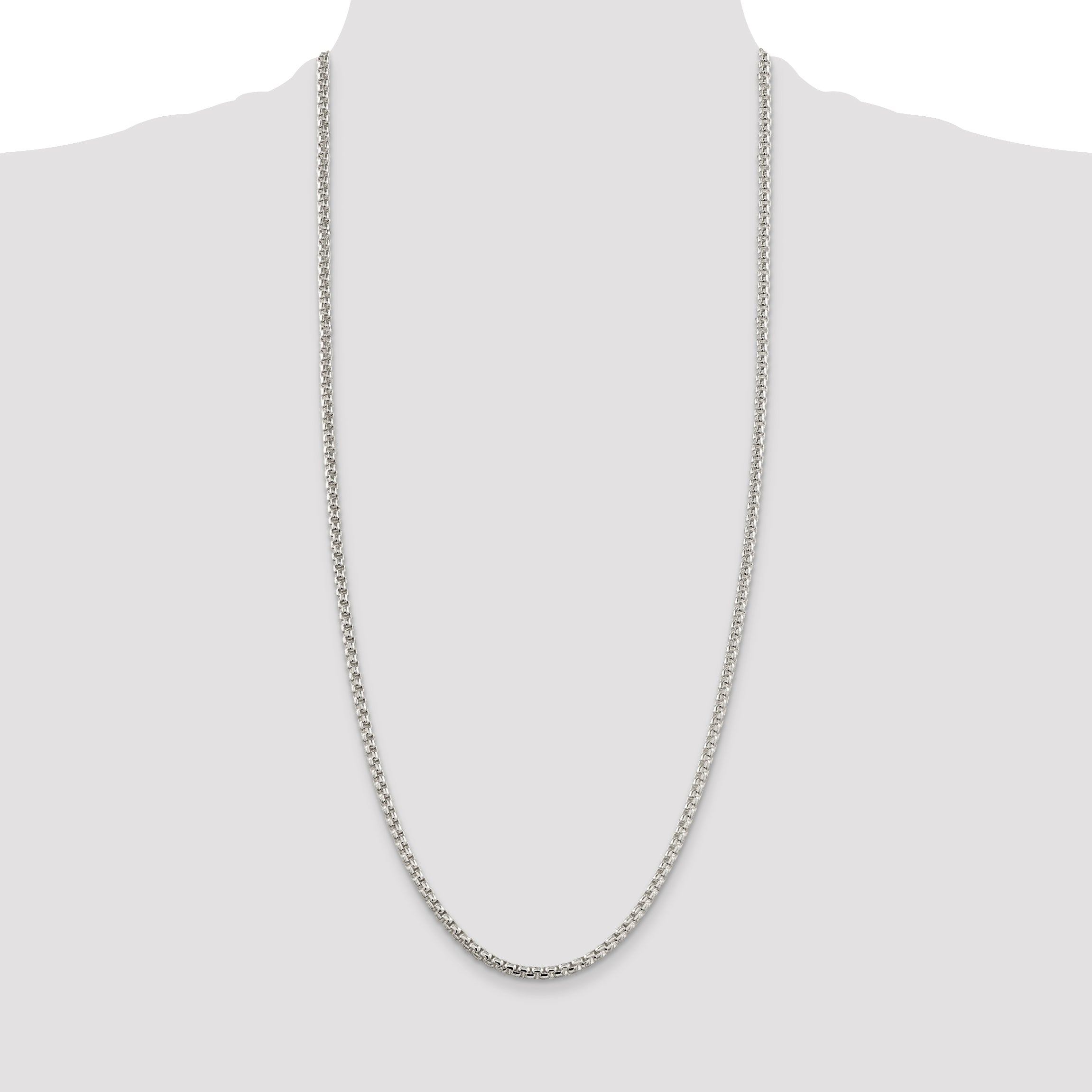 30 Inch Sterling Silver 3.6mm Round Box Chain