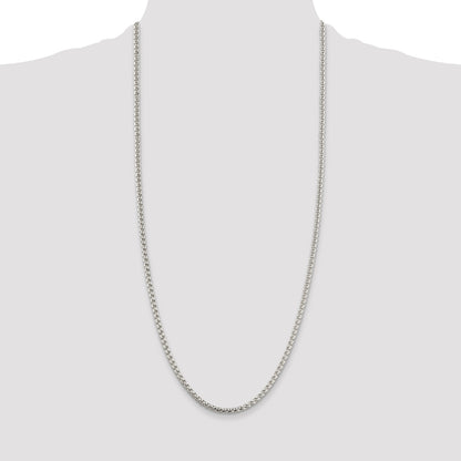 30 Inch Sterling Silver 3.6mm Round Box Chain