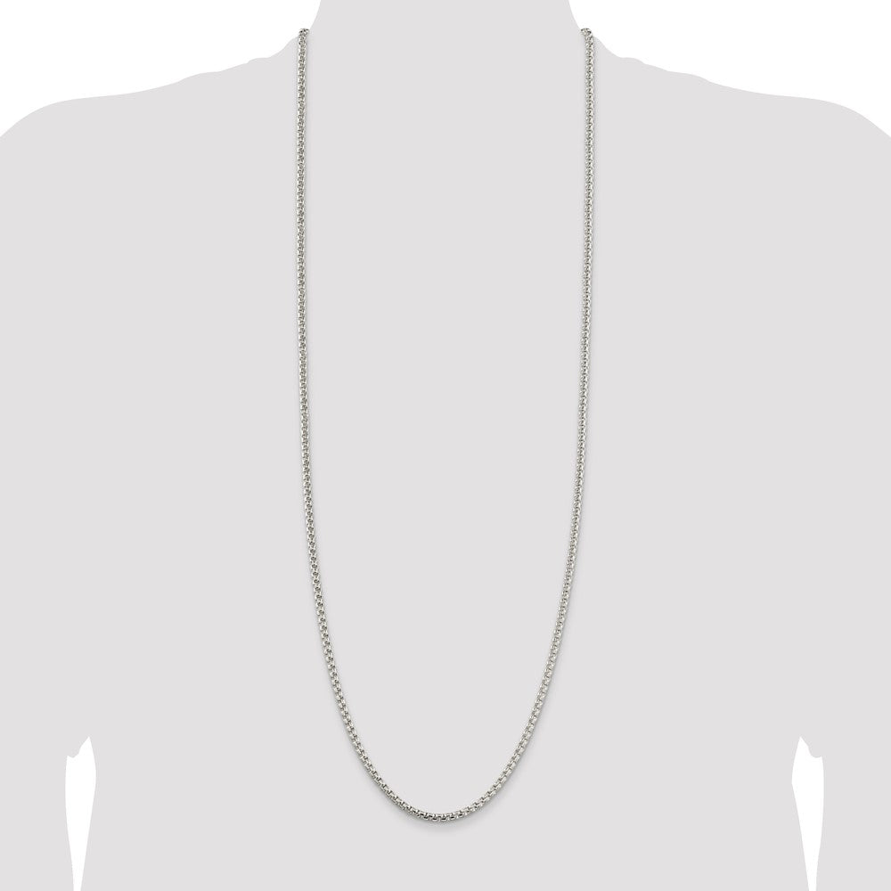 36 Inch Sterling Silver 3.6mm Round Box Chain Necklace