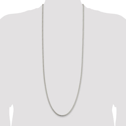 36 Inch Sterling Silver 3.6mm Round Box Chain Necklace