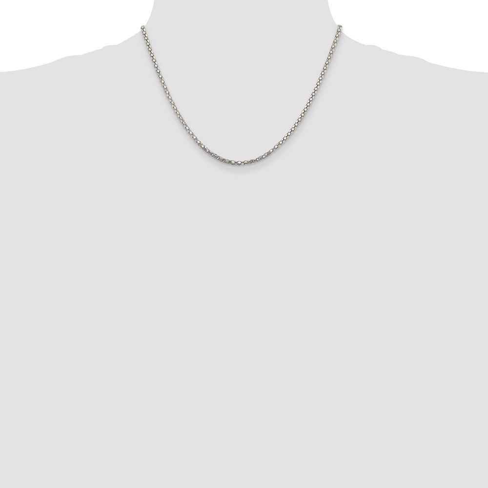 18 Inch Sterling Silver 2.5mm Popcorn Chain Necklace