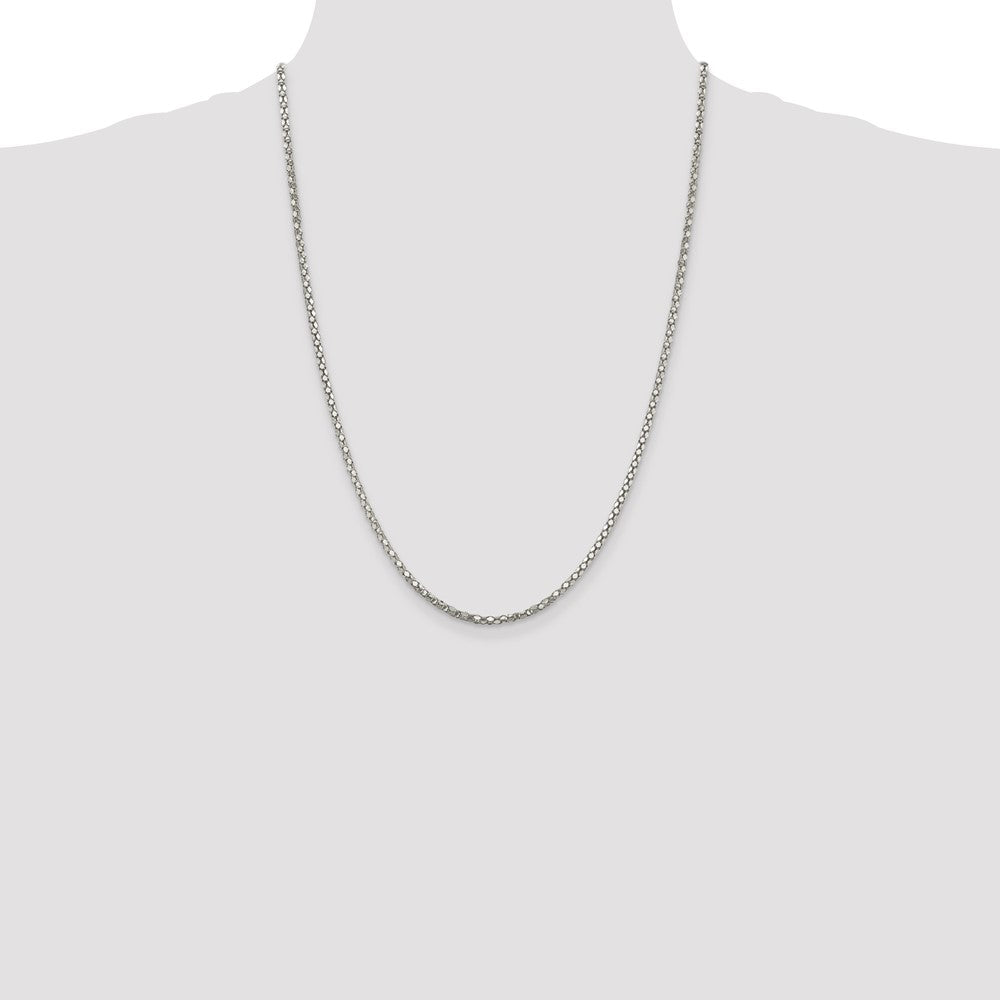 24 Inch Sterling Silver 2.5mm Popcorn Chain Necklace