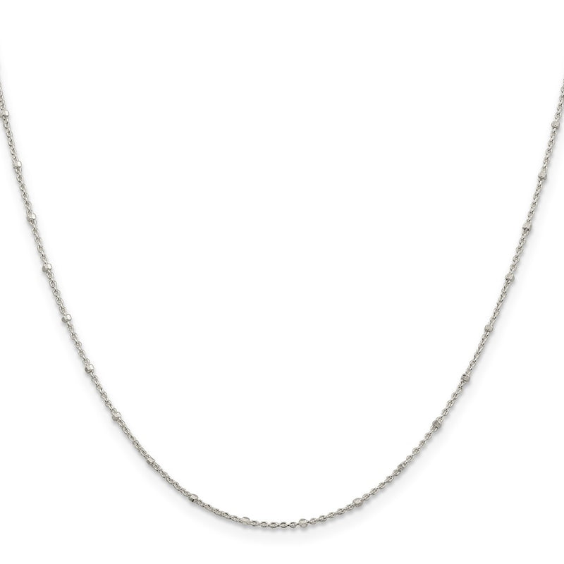 22 Inch Sterling Silver 1.25mm Rolo With Beads Chain W/4In Ext.