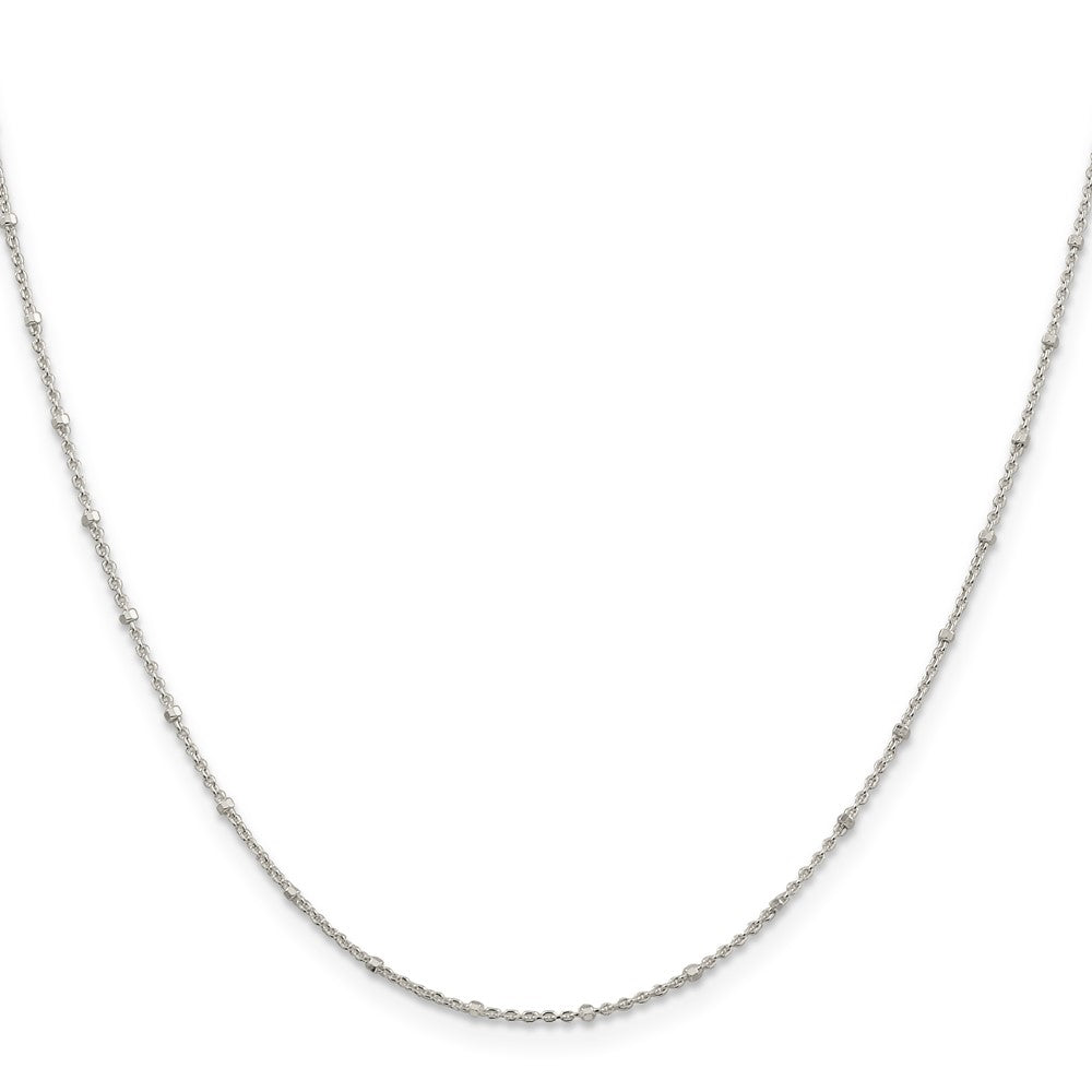 18 Inch Sterling Silver 1.25mm Rolo With Beads Chain Necklace