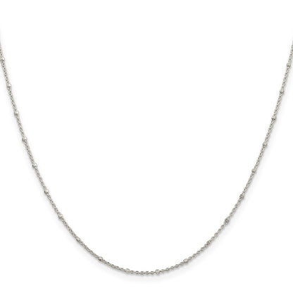 18 Inch Sterling Silver 1.25mm Rolo With Beads Chain Necklace