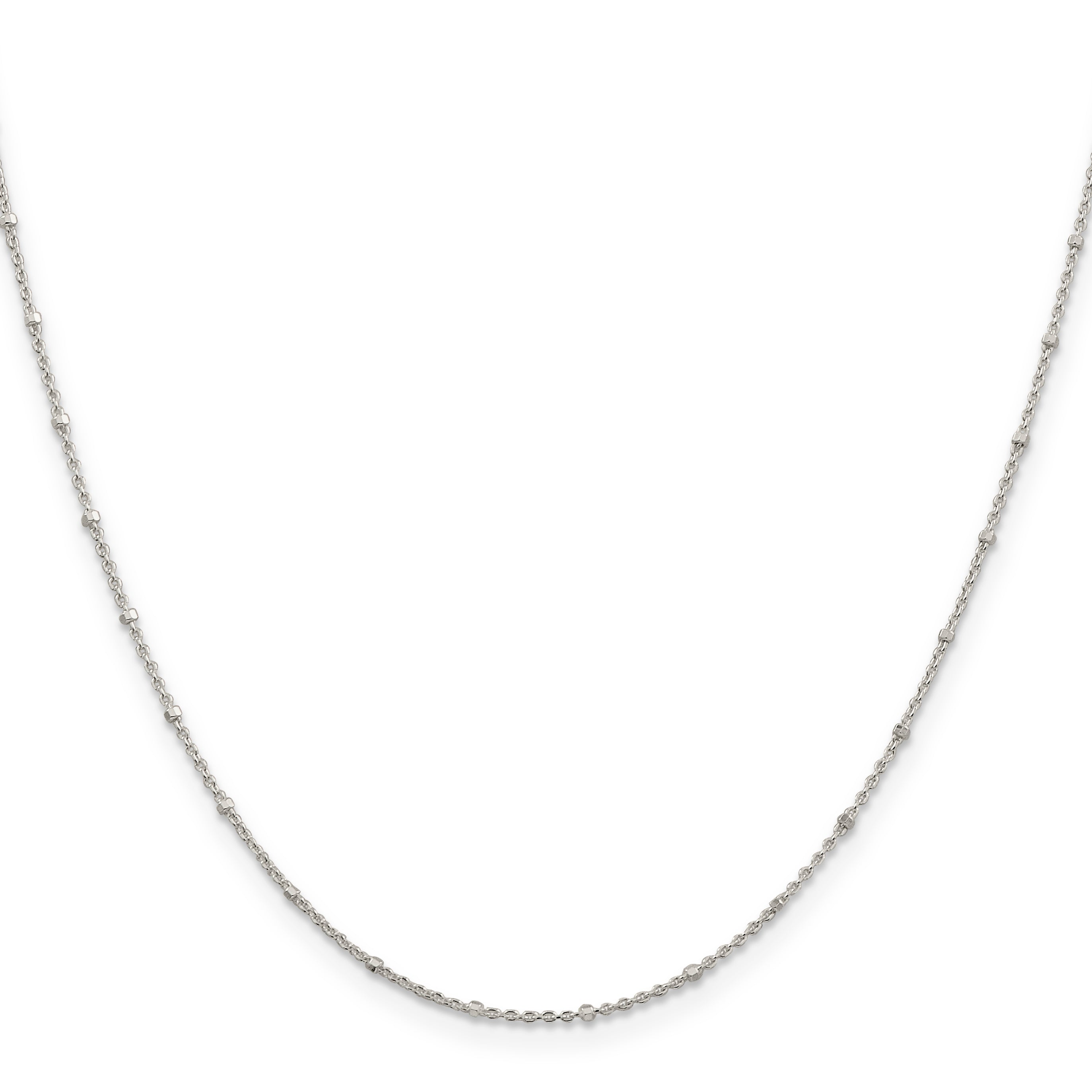 20 Inch Sterling Silver 1.25mm Rolo With Beads Chain Necklace