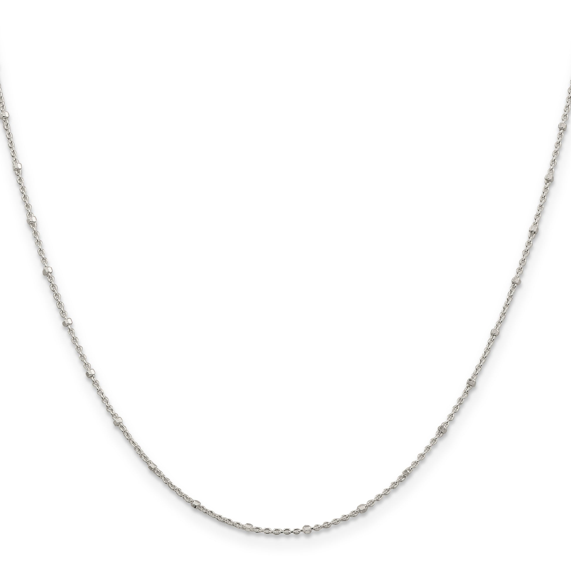 20 Inch Sterling Silver 1.25mm Rolo With Beads Chain Necklace