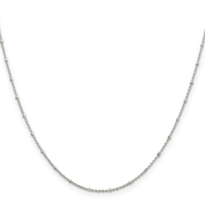 20 Inch Sterling Silver 1.25mm Rolo With Beads Chain Necklace
