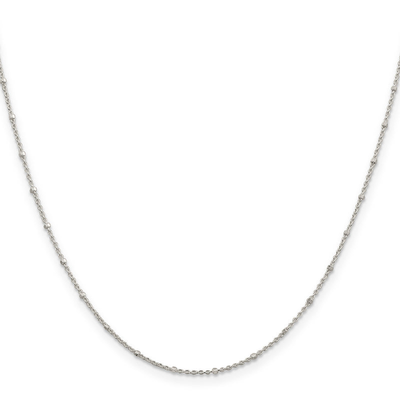 20 Inch Sterling Silver 1.25mm Rolo With Beads Chain Necklace