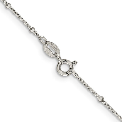 16 Inch Sterling Silver 1.25mm Rolo With Beads Chain Necklace