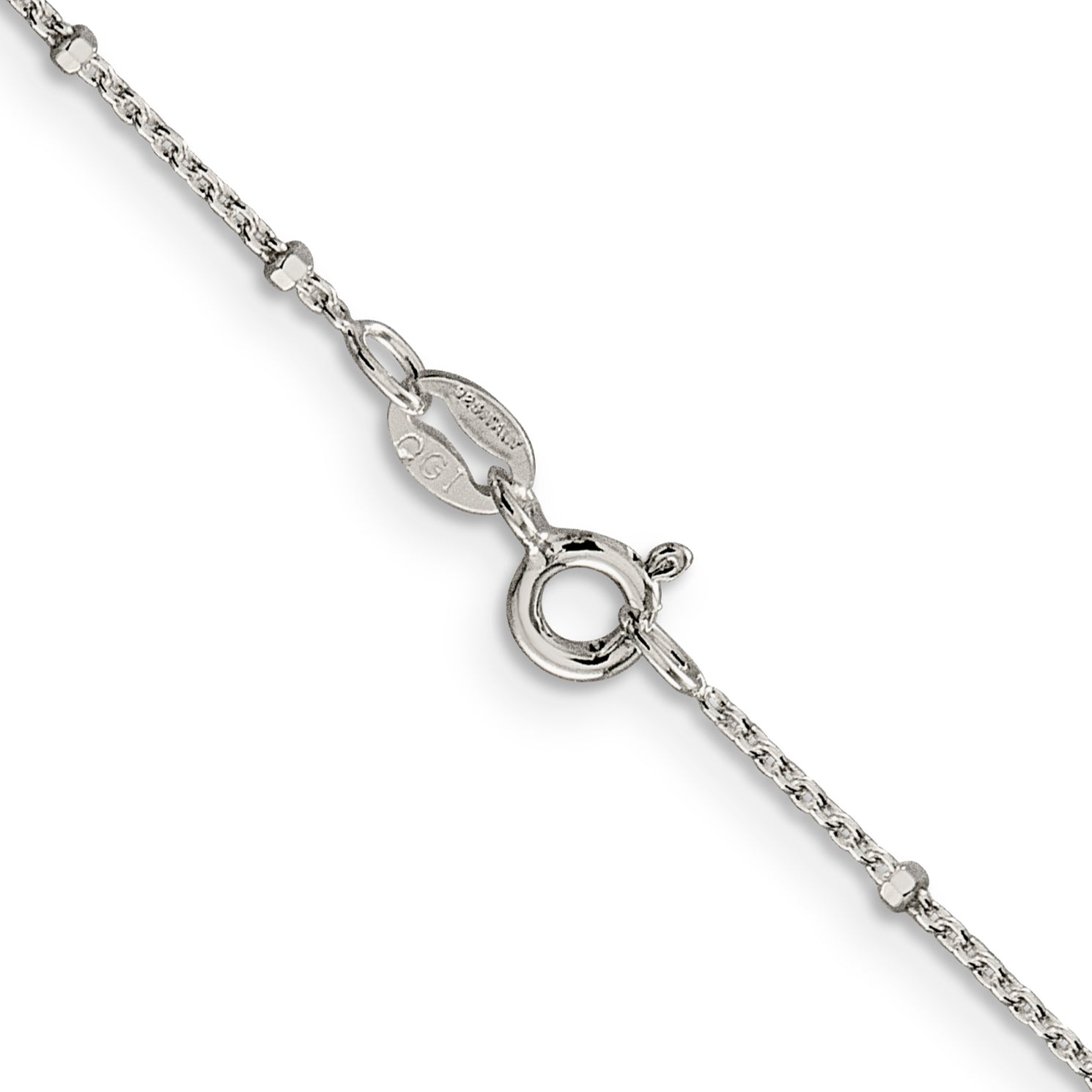 20 Inch Sterling Silver 1.25mm Rolo With Beads Chain Necklace