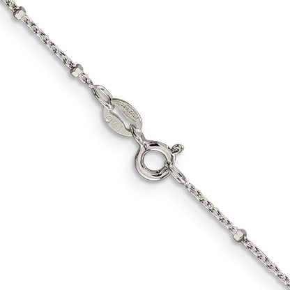 20 Inch Sterling Silver 1.25mm Rolo With Beads Chain Necklace
