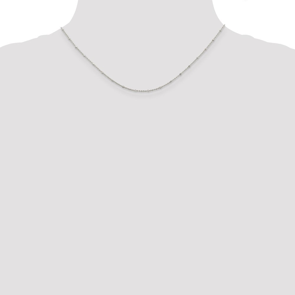 16 Inch Sterling Silver 1.25mm Rolo With Beads Chain Necklace