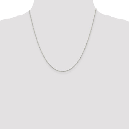 20 Inch Sterling Silver 1.25mm Rolo With Beads Chain Necklace
