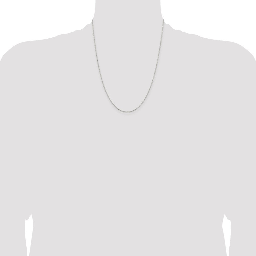 22 Inch Sterling Silver 1.25mm Rolo With Beads Chain W/4In Ext.