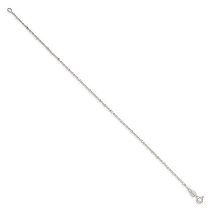 10 Inch Sterling Silver 1.25mm Rolo With Beads Chain Anklet