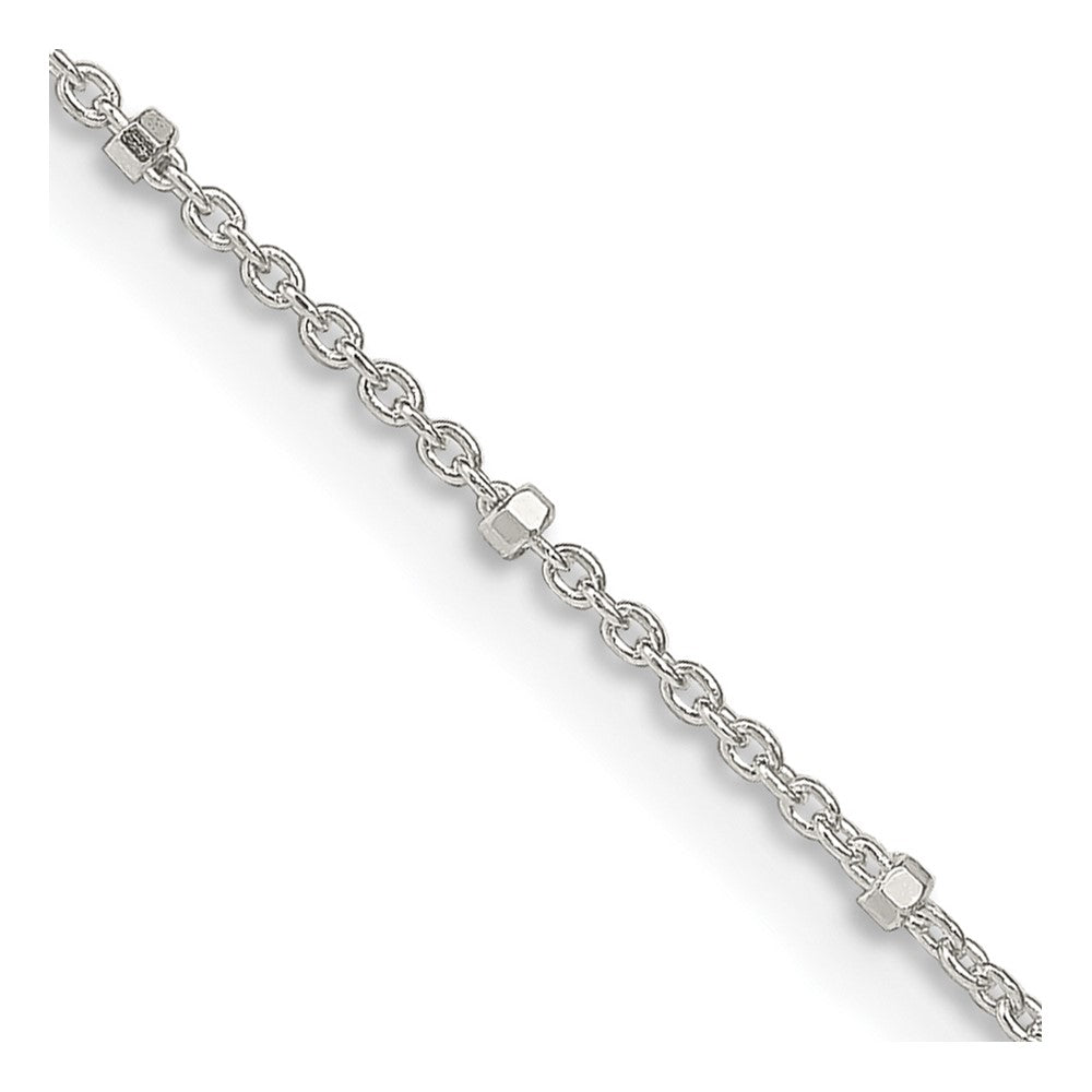 24 Inch Sterling Silver 1.25mm Rolo With Beads Chain Necklace