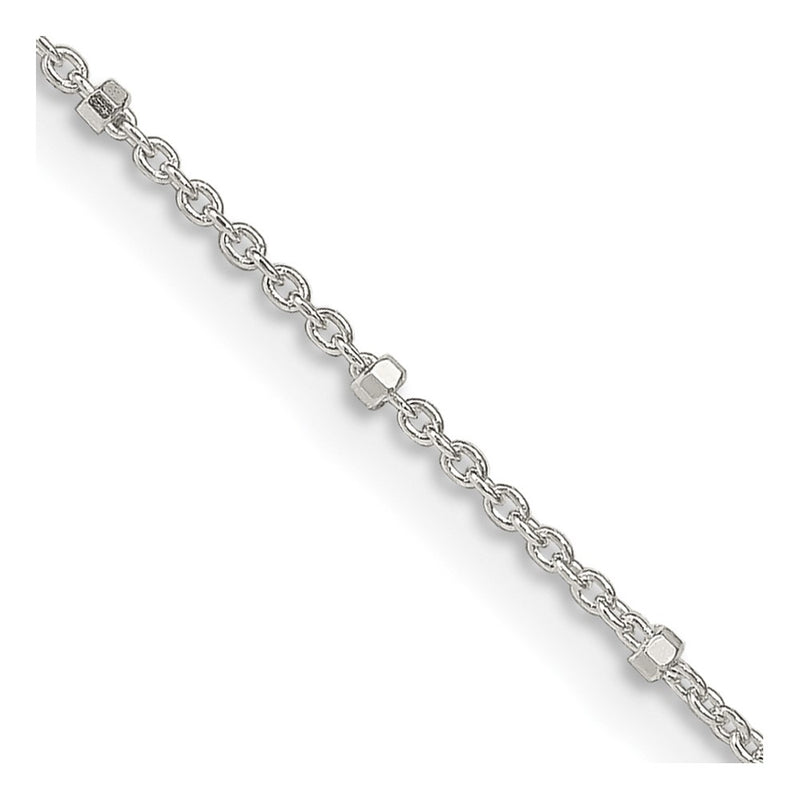 24 Inch Sterling Silver 1.25mm Rolo With Beads Chain Necklace