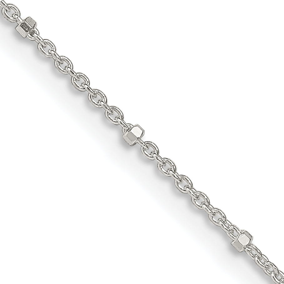 20 Inch Sterling Silver 1.25mm Rolo With Beads Chain Necklace