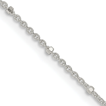 20 Inch Sterling Silver 1.25mm Rolo With Beads Chain Necklace