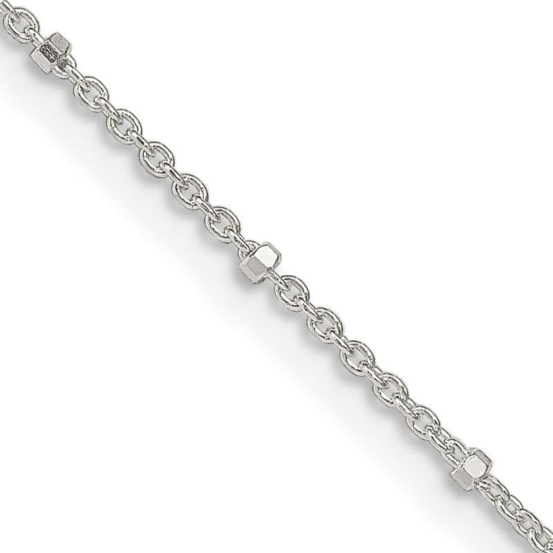 20 Inch Sterling Silver 1.25mm Rolo With Beads Chain Necklace