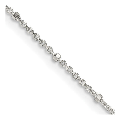 18 Inch Sterling Silver 1.25mm Rolo With Beads Chain Necklace