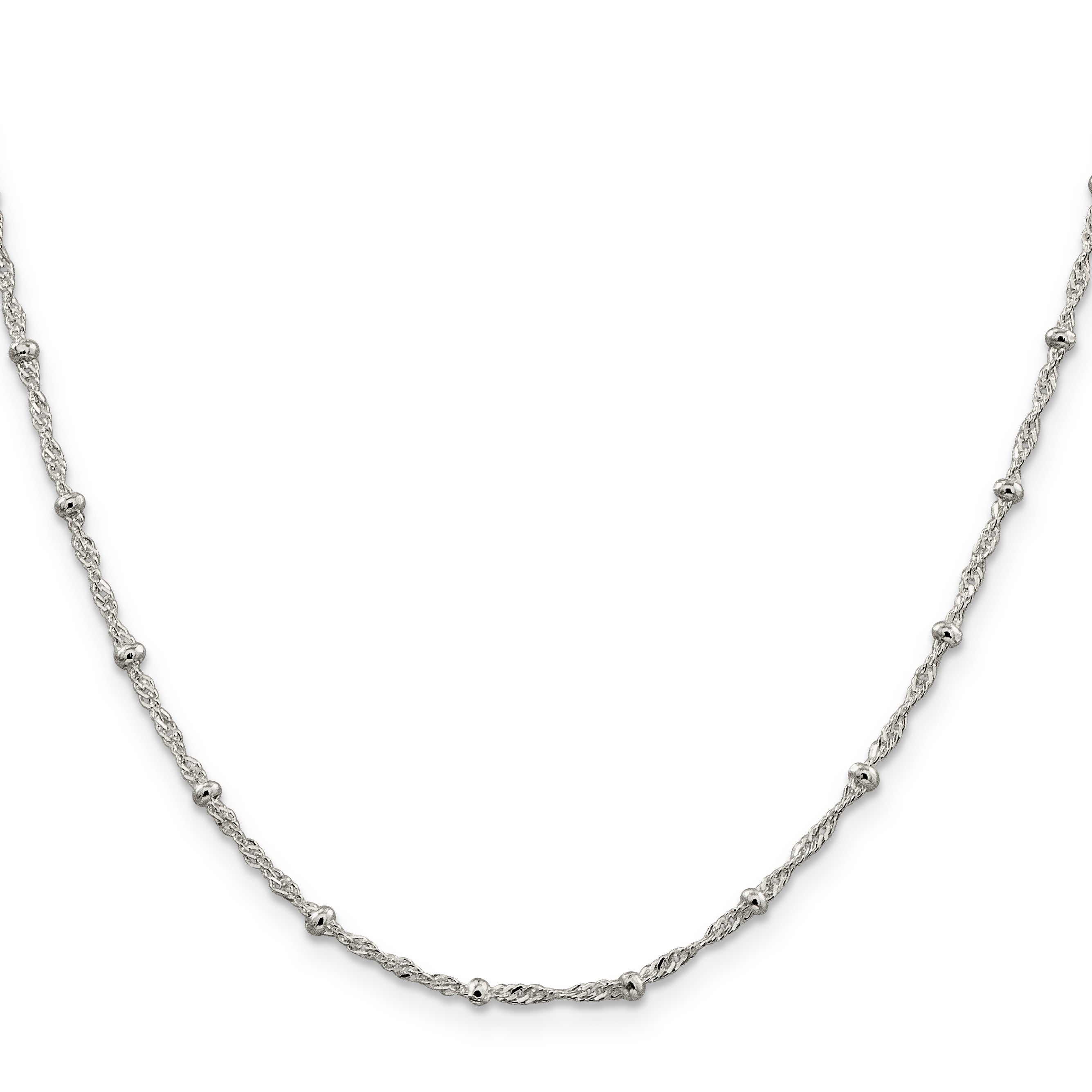 14 Inch Sterling Silver 2.5mm Singapore W/ Beads Chain