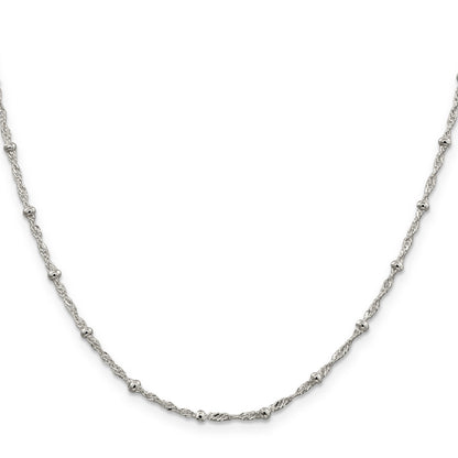 14 Inch Sterling Silver 2.5mm Singapore W/ Beads Chain