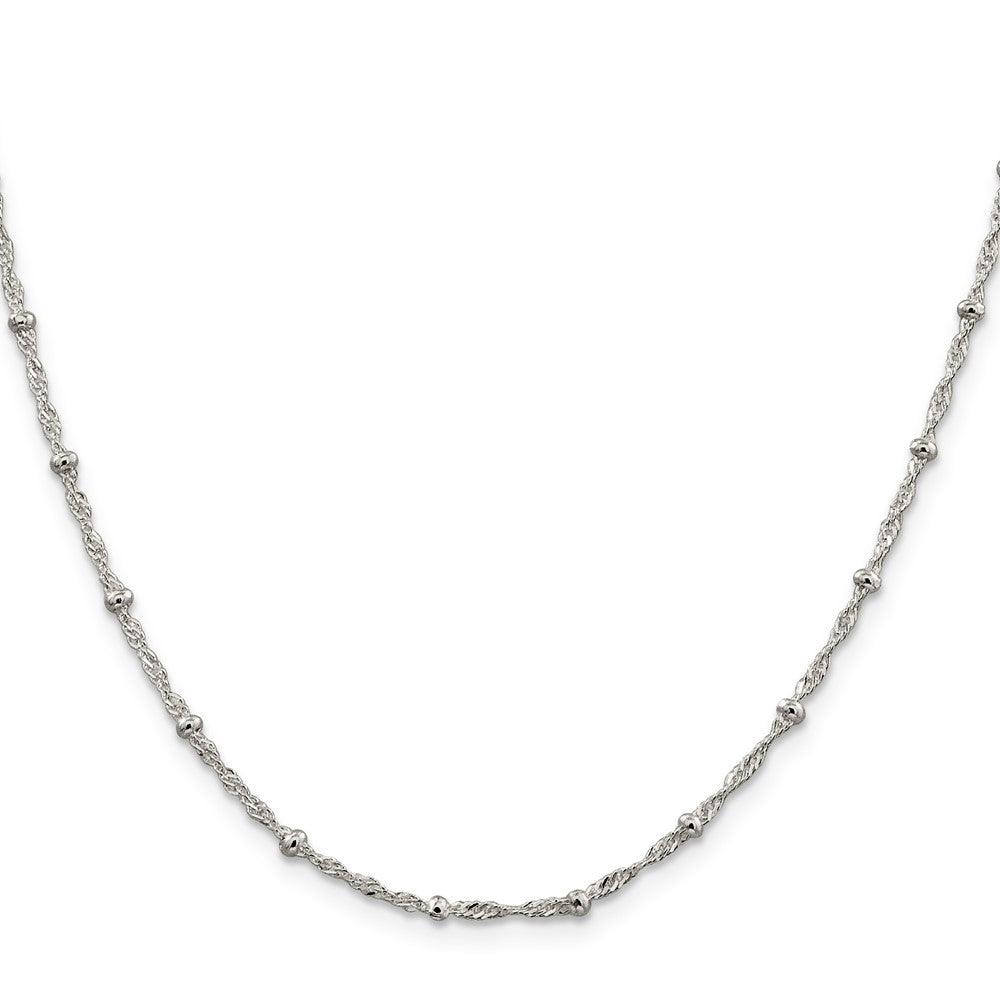 24 Inch Sterling Silver 2.5mm Singapore W/ Beads Chain Necklace