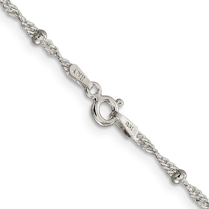 14 Inch Sterling Silver 2.5mm Singapore W/ Beads Chain
