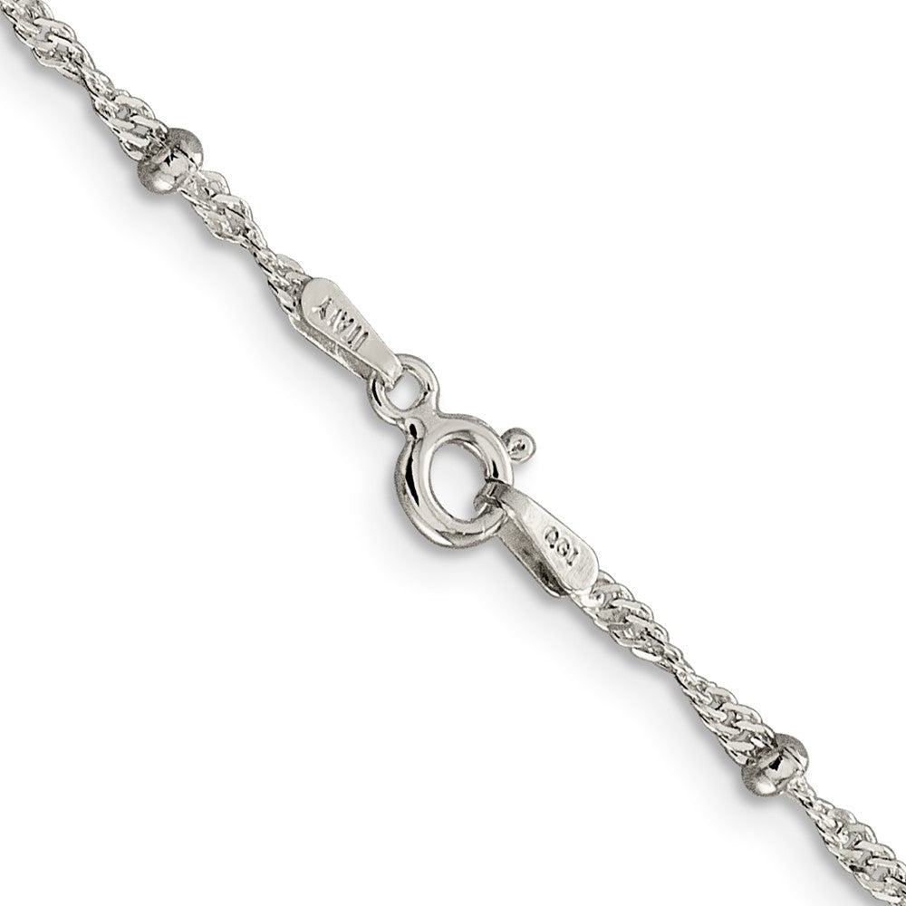 14 Inch Sterling Silver 2.5mm Singapore W/ Beads Chain Necklace