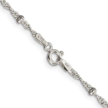 24 Inch Sterling Silver 2.5mm Singapore W/ Beads Chain Necklace