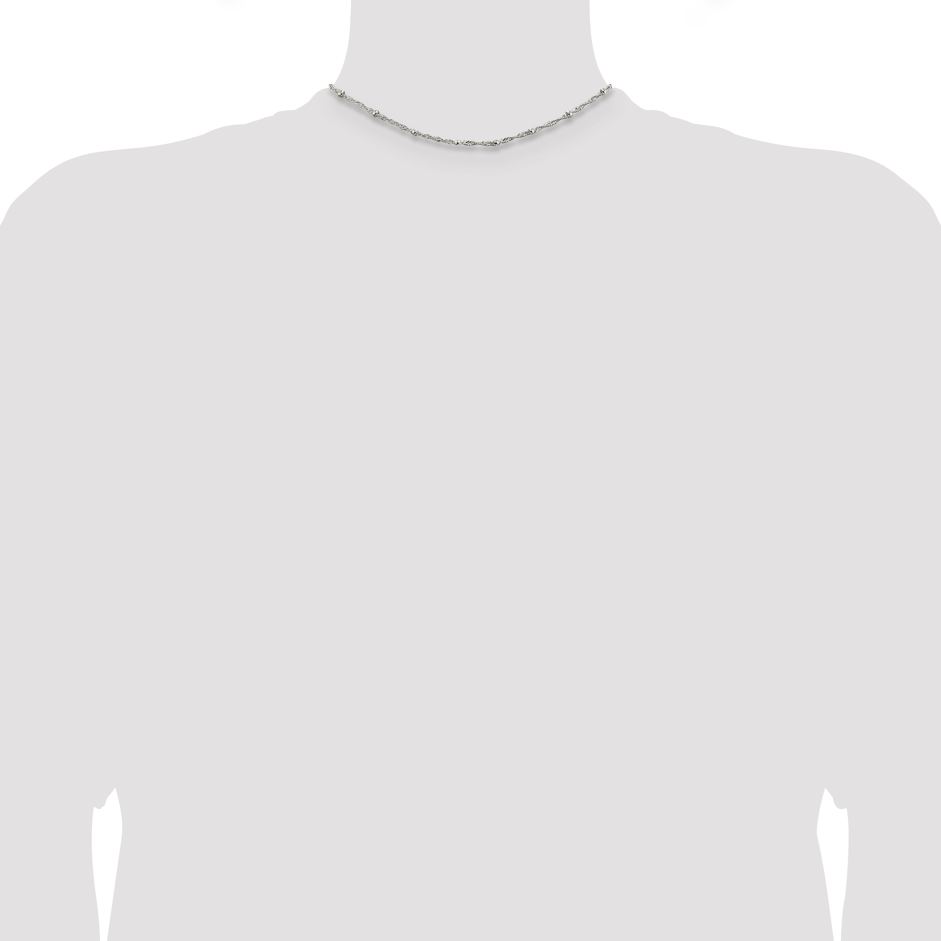 14 Inch Sterling Silver 2.5mm Singapore W/ Beads Chain
