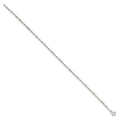 7 Inch Sterling Silver 2.5mm Singapore W/ Beads Chain