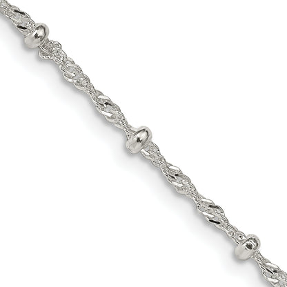 14 Inch Sterling Silver 2.5mm Singapore W/ Beads Chain