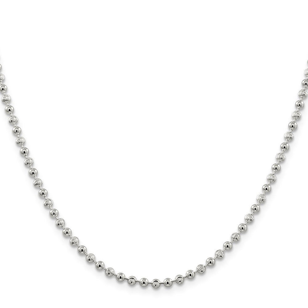 18 Inch Sterling Silver 3mm Fancy Beaded Chain Necklace